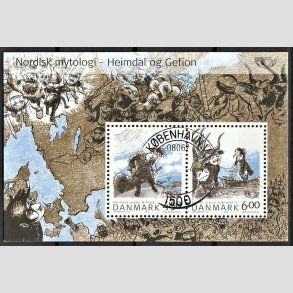 FRIM�RKER DANMARK | 2004 - AFA 1386 - Nordisk Mytologi 1. - Kr. 10,50 Miniark - P�nt Stemplet 