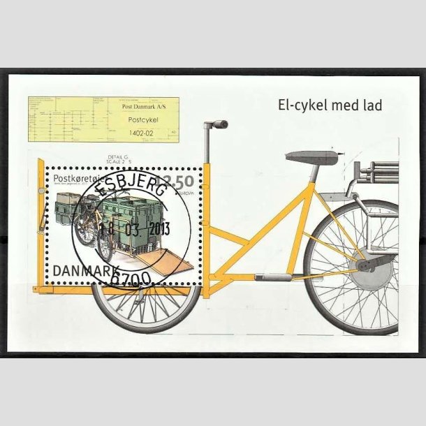 FRIMRKER DANMARK | 2013 - AFA 1742A - Postkretjer - 12,50 Kr. Miniark flerfarvet - Pragt Stemplet Esbjerg