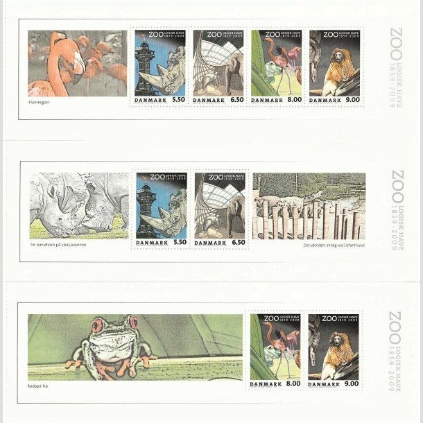 FRIMRKER DANMARK | 2009 - AFA 1582-84 - Zoologisk Have - Miniark fra prestigehfte komplet - Postfrisk