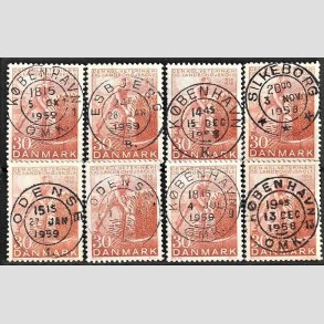 FRIMRKER DANMARK | 1958 - AFA 372 - Landbohjskolen 100 r - 30 re rd x 8, Engros - Pragt/Lux Stemplet