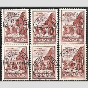 FRIMRKER DANMARK | 1962 - AFA 407 - Fredningsserie - 10 re rdbrun x 6, Engros - Pragt/Lux Stemplet