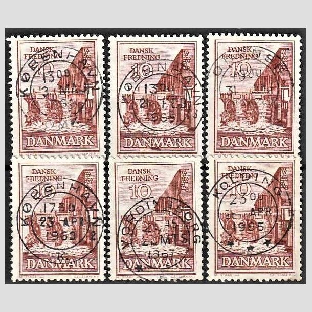 FRIMRKER DANMARK | 1962 - AFA 407 - Fredningsserie - 10 re rdbrun x 6, Engros - Pragt/Lux Stemplet