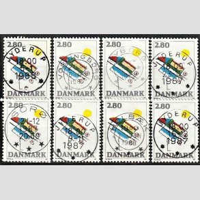 FRIMRKER DANMARK | 1987 - AFA 891 - Kunst - 2,80 Kr. flerfarvet x 8, Engros - Pragt/Lux Stemplet