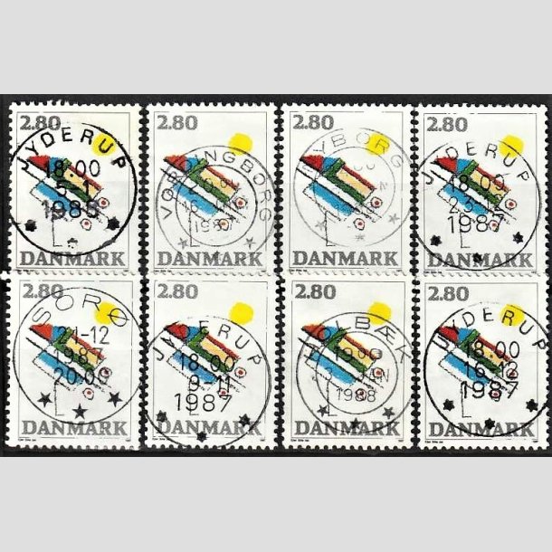 FRIMRKER DANMARK | 1987 - AFA 891 - Kunst - 2,80 Kr. flerfarvet x 8, Engros - Pragt/Lux Stemplet
