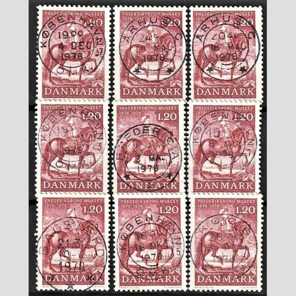 FRIMRKER DANMARK | 1978 - AFA 656 - Frederiksborgmuseet 100 r - 1,20 Kr. rd x 9, Engros - Pragt/Lux Stemplet