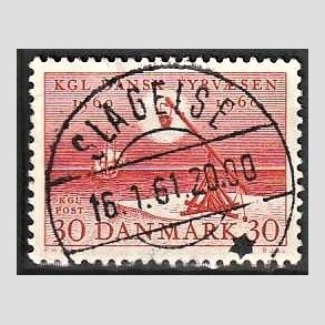 FRIMRKER DANMARK | 1960 - AFA 386 - Fyr & Vagervsnet 400 r - 30 re rd - Pragt Stemplet Slagelse