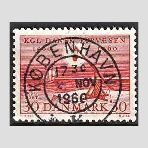 FRIM�RKER DANMARK | 1960 - AFA 386 - Fyr & Vagerv�snet 400 �r - 30 �re r�d - Pragt Stemplet K�benhavn