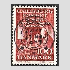 FRIM�RKER DANMARK | 1976 - AFA 626 - Carlsbergfondet 100 �r - 100 �re brunr�d - Pragt Stemplet Vejle