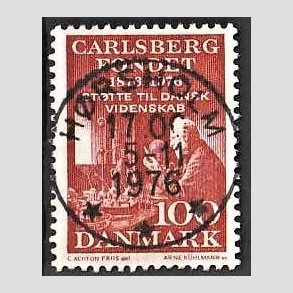 FRIM�RKER DANMARK | 1976 - AFA 626 - Carlsbergfondet 100 �r - 100 �re brunr�d - Pragt Stemplet H�rsholm