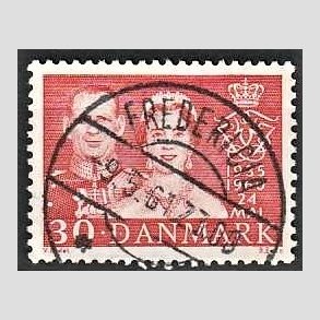 FRIM�RKER DANMARK | 1960 - AFA 384 - S�lvbryllup - 30 �re r�d - Pragt Stemplet Fredericia