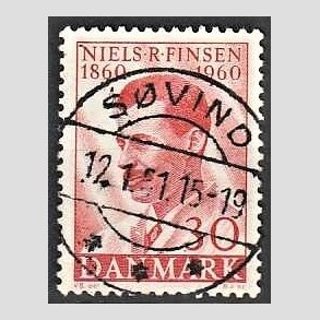 FRIMRKER DANMARK | 1960 - AFA 387 - Niels R. Finsen - 30 re rd - Pragt Stemplet Svind