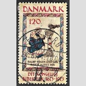 FRIM�RKER DANMARK | 1973 - AFA 550 - Det Kongelige Bibliotek 300 �r - 120 �re beige/brun/bl�/r�d - Pragt Stemplet Esbjerg