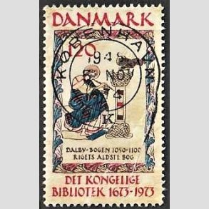 FRIM�RKER DANMARK | 1973 - AFA 550 - Det Kongelige Bibliotek 300 �r - 120 �re beige/brun/bl�/r�d - Pragt Stemplet 