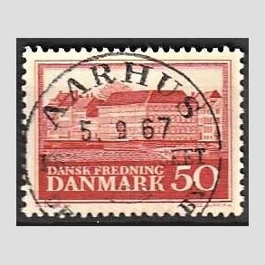 FRIM�RKER DANMARK | 1966 - AFA 445F - Fredningsserie Assistenshuset - 50 �re r�d flour - Pragt Stemplet Aarhus