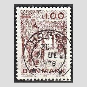 FRIM�RKER DANMARK | 1978 - AFA 665 - Dansk fiskeri - 1,00 Kr. r�dbrun - Pragt Stemplet Hobro