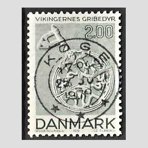 FRIM�RKER DANMARK | 1979 - AFA 685 - Vikingetiden - 2 Kr. gr�nbl� - Pragt Stemplet K�ge