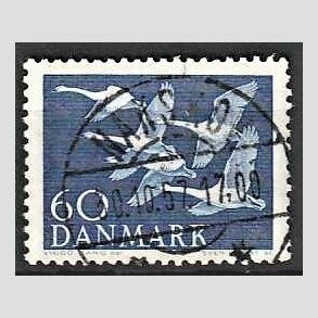 FRIM�RKER DANMARK | 1956 - AFA 368 - Nordens svaner - 60 �re bl� - Lux Stemplet Nakskov