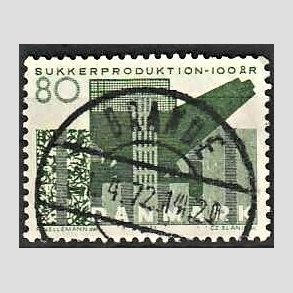 FRIM�RKER DANMARK | 1971 - AFA 521 - Sukkerproduktion - 80 �re gr�n - Lux Stemplet Brande