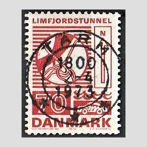 FRIM�RKER DANMARK | 1972 - AFA 536 - Trafiktekniske anl�g - 70 �re r�d - Pragt Stemplet Tarm