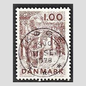 FRIM�RKER DANMARK | 1978 - AFA 665 - Dansk fiskeri - 1,00 Kr. r�dbrun - Pragt Stemplet K�ge