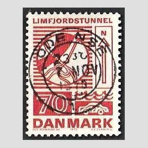 FRIM�RKER DANMARK | 1972 - AFA 536 - Trafiktekniske anl�g - 70 �re r�d - Pragt Stemplet Odense