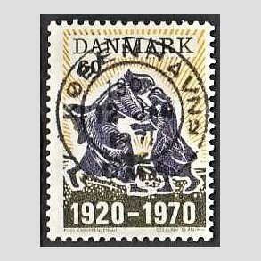 FRIM�RKER DANMARK | 1970 - AFA 499 - Nordslesvigs genforening 50 �r - 60 �re m�rkgr�/violet/gul - Pragt Stemplet Skanderborg