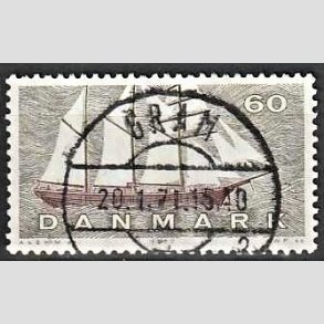 FRIM�RKER DANMARK | 1970 - AFA 505 - Dansk Skibsfart - 60 �re gr�oliv/r�dbrun - Pragt Stemplet Gram