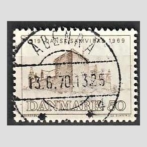 FRIM�RKER DANMARK | 1969 - AFA 483 - Dansk Samvirke 50 �r - 50 �re gr�brun - Pragt Stemplet �benr�