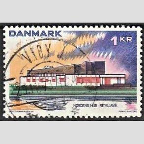 FRIM�RKER DANMARK | 1973 - AFA 548 - Nordens hus. - 1 Kr. flerfarvet - Pragt Stemplet Viby J.