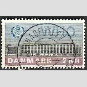 FRIM�RKER DANMARK | 1972 - AFA 533 - W.H.O - 2 Kr. bl�/r�d/gr�n - Lux Stemplet Haderslev