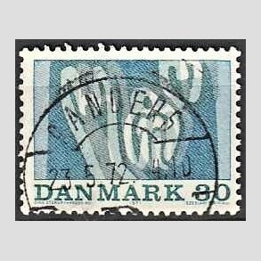 FRIM�RKER DANMARK | 1971 - AFA 516 - Sportsudgave - 30 �re bl�/gr�n - Lux Stemplet Randers