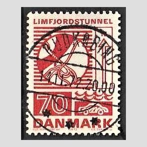 FRIM�RKER DANMARK | 1972 - AFA 536 - Trafiktekniske anl�g - 70 �re r�d - Pragt Stemplet Rudk�bing