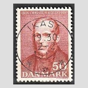 FRIM�RKER DANMARK | 1966 - AFA 444 - Christen Kold - 50 �re brunr�d - Pragt Stemplet Ikast