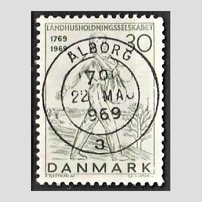FRIM�RKER DANMARK | 1969 - AFA 477 - Landhusholdningsselskabet 200 �r - 30 �re gr�n - Pragt Stemplet �lborg