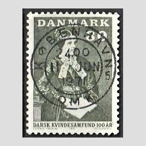FRIM�RKER DANMARK | 1971 - AFA 509 - Dansk Kvindesamfund 100 �r - 80 �re gr�gr�n - Pragt Stemplet