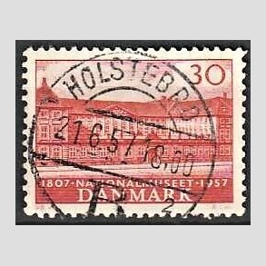 FRIM�RKER DANMARK | 1957 - AFA 370 - Nationalmuseets 150 �r - 30 �re r�d - Pragt Stemplet Holstebro