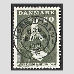 FRIM�RKER DANMARK | 1971 - AFA 509 - Dansk Kvindesamfund 100 �r - 80 �re gr�gr�n - Pragt Stemplet