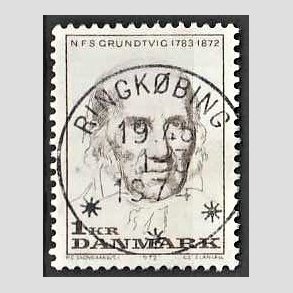 FRIM�RKER DANMARK | 1972 - AFA 524 - N. F. S. Grundtvig - 1 Kr. lysbrun - Lux Stemplet Ringk�bing