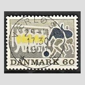 FRIM�RKER DANMARK | 1971 - AFA 518 - Sportsudgave - 60 �re gr�oliv/m�rkbl�/gul - Lux Stemplet V�rl�se