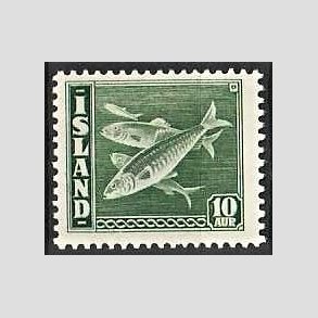 FRIMRKER ISLAND | 1940 - AFA 216 - Fisk- og flagserie - 10 aur grn tk. 14 - Ubrugt