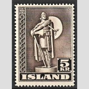FRIMRKER ISLAND | 1943 - AFA 231 - Thorfinn Karlsefni - 5 kr. brun TK. 14 - Ubrugt