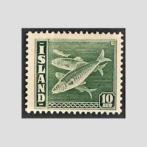 FRIMRKER ISLAND | 1940 - AFA 216 - Fisk- og flagserie - 10 aur grn tk. 14 - Ubrugt