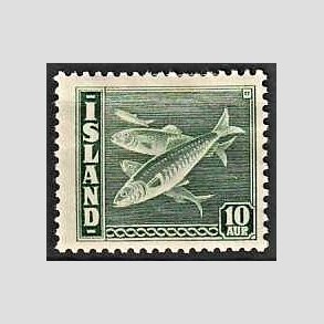 FRIMRKER ISLAND | 1940 - AFA 216 - Fisk- og flagserie - 10 aur grn tk. 14 - Ubrugt
