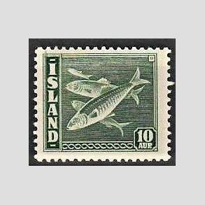 FRIMRKER ISLAND | 1940 - AFA 216 - Fisk- og flagserie - 10 aur grn tk. 14 - Ubrugt