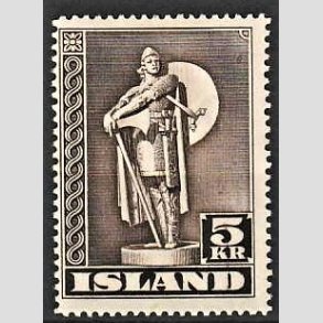 FRIMRKER ISLAND | 1943 - AFA 231 - Thorfinn Karlsefni - 5 kr. brun TK. 14 - Ubrugt