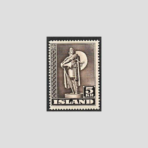 FRIMRKER ISLAND | 1943 - AFA 231 - Thorfinn Karlsefni - 5 kr. brun TK. 14 - Ubrugt