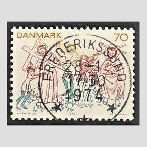 FRIM�RKER DANMARK | 1973 - AFA 555 - Kalkmalerier - 70 �re flerfarvet - Pragt Stemplet Frederikssund