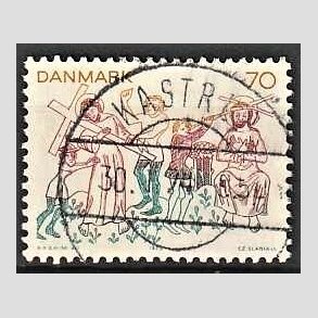 FRIM�RKER DANMARK | 1973 - AFA 555 - Kalkmalerier - 70 �re flerfarvet - Pragt Stemplet Kastrup