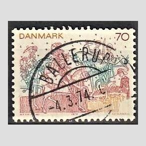 FRIM�RKER DANMARK | 1973 - AFA 554 - Kalkmalerier - 70 �re brunr�d/bl�gr�n/gul - Pragt Stemplet Ballerup