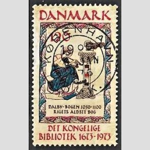 FRIM�RKER DANMARK | 1973 - AFA 550 - Det Kongelige Bibliotek 300 �r - 120 �re beige/brun/bl�/r�d - Pragt Stemplet 